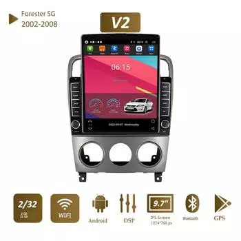 Автомобильное радио для Subaru Forester SG 2002-2008, 9,7-дюймовый Tesla, вертикальный экран, Carplay, Android, авторадио, мультимедийный плеер, 2 + 32 ГБ
