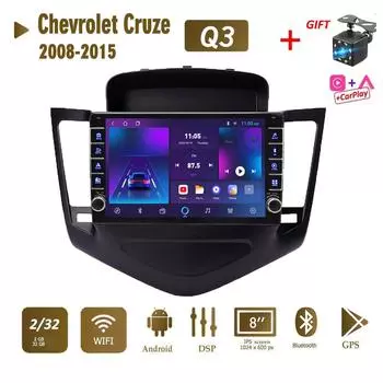 Автомобильное радио Icreative Android 2 Din для Chevrolet Cruze 2008-2015 с кнопочной ручкой головного устройства Стерео GPS WIFI навигация Мультимедийный плеер Carplay 2 + 32 ГБ 1+16GB