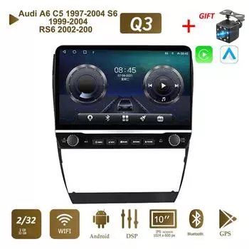 Автомобильное радио на Android для A6 C5 1997-2004 S6 1999-2004 RS6 2002-2006 с кнопочной ручкой мультимедийный плеер навигация GPS Carplay 2 + 32 ГБ