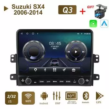 Автомобильное радио на базе Android для Suzuki SX4 2006-2014 с кнопочной ручкой 10-дюймовый мультимедийный плеер с навигацией GPS Carplay 2 + 32 ГБ