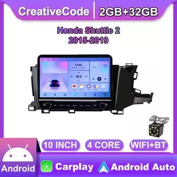 Автомобильное радио на базе Android для Honda Shuttle 2 2015-2019 с кнопочной ручкой, 10-дюймовый мультимедийный плеер, навигация, GPS, Carplay 2 + 32 ГБ
