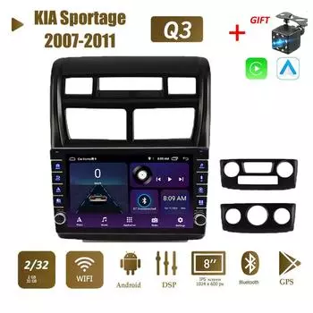 Автомобильное радио на базе Android для KIA Sportage 2007-2011 с кнопочной ручкой, автомобильный мультимедийный плеер, GPS-навигация, WIFI, 2Din, стерео Carplay, 2 + 32 ГБ 1+16GB