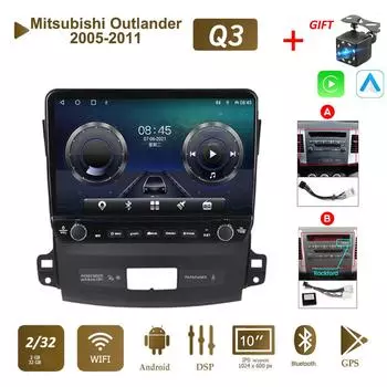Автомобильное радио на базе Android для Mitsubishi Outlander 2005-2011 с кнопочной ручкой, 10-дюймовый мультимедийный плеер, навигация, GPS, Carplay 2 + 32 ГБ A