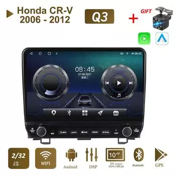 Автомобильное радио на базе Android для Honda CRV CR-V 2006-2012 с кнопочной ручкой 10-дюймовый мультимедийный плеер с навигацией GPS Carplay 2 + 32 ГБ