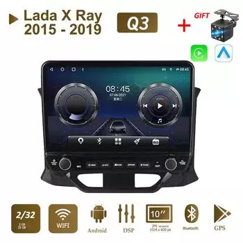 Автомобильное радио на базе Android для Lada X Ray Xray 2015-2019 с кнопочной ручкой, 10-дюймовый мультимедийный плеер, навигация, GPS, Carplay 2 + 32 ГБ