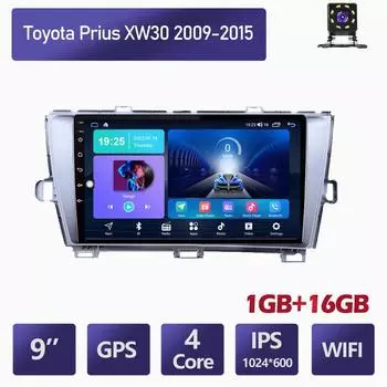 Автомобильное радио на базе Android для Toyota Prius XW30 2009-2015, автомобильный мультимедийный плеер, GPS-навигация, головное устройство, WIFI, 1 + 16 ГБ