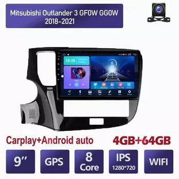 Автомобильное радио на базе Android для Mitsubishi Outlander 3 GF0W GG0W 2018-2021, навигация, мультимедийный видеоплеер, стерео головное устройство Carplay, WIFI 2 + 32 ГБ 2+32GB
