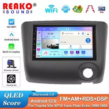 Автомобильное радио на базе Android, мультимедийное устройство для Toyota Vitz XP10 Yaris Platz Echo 1999-2005, стерео авто Carplay, авторадио, GPS-навигация, DSP 4G 2+32 AHD+FAN