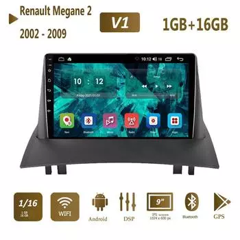 Автомобильное радио на базе Android, Wi-Fi, GPS-навигация для Renault Megane 2 2002-2009, авто стерео мультимедийный плеер, головное устройство 2din 1 + 16 ГБ