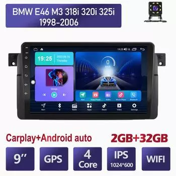 Автомобильное радио с 2Din Android для BMW E46 M3 318i 320i 325i 1998-2006, мультимедиа Carplay, авто, Wi-Fi, головное устройство, стереонавигация, 2 + 32 ГБ 1+16GB