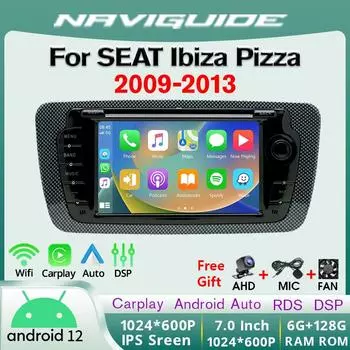 Автомобильное радио с Carplay Android Auto для SEAT Ibiza Pizza 09-13 IPS сенсорный экран GPS навигация интеллектуальные системы AHD красный