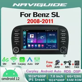 Автомобильное радио с Carplay Android Auto для Benz SL 2008-2011 IPS сенсорный экран GPS навигация интеллектуальные системы AHD MIC FAN красный