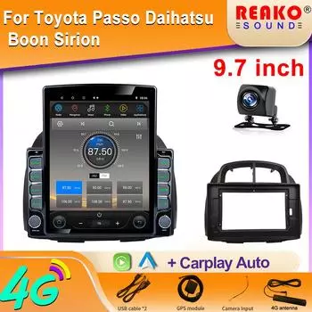 Автомобильное радио с вертикальным экраном 9,7 дюйма для Toyota Passo Daihatsu Boon Sirion Subaru Justy Perodua Myvi, GPS, мультимедийная навигация, Carplay 8 core 2GB+32GB