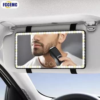 Автомобильное солнцезащитное зеркало для макияжа, косметическое зеркало с USB-зарядкой, 3 режима, зеркало для макияжа с козырьком, 88 светодиодов, регулируемая яркость, пристегивающаяся лампа чёрный