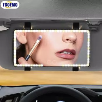 Автомобильное солнцезащитное зеркало для макияжа, косметическое зеркало с 3 режимами работы, с козырьком, 88 светодиодов, регулируемая яркость, светодиодная подсветка чёрный