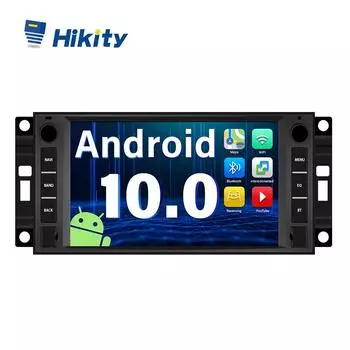 Автомобильное стерео радио Hikity Android 10,0 Double Din 7 дюймов для Jeep Dodge с сенсорным экраном и GPS Wi-Fi, зеркальная связь, Bluetooth, FM, USB, вид сзади