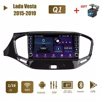 Автомобильное стерео радио на базе Android 2 Din для Lada Vesta 2015-2019 с кнопочной ручкой, GPS-навигацией, мультимедийным видеоплеером, 1 + 16 ГБ 1+16GB