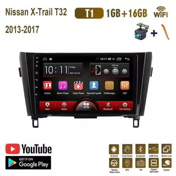Автомобильное стерео радио на базе Android для Nissan X-Trail T32 Qashqai 2013-2017, мультимедийный проигрыватель, DVD-динамики, головное устройство, аудио, WIFI, 1 + 16 ГБ