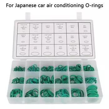 Автомобильное уплотнительное кольцо для кондиционера, резиновое уплотнение, наборы колец для хладагента для кондиционера, инструменты для авторемонта автомобиля, 18 размеров, уплотнительные кольца для кондиционера HNBR, 270 шт. Green 270pc