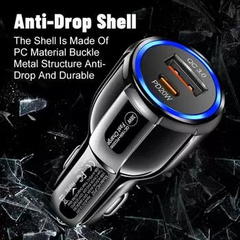 Автомобильное USB-зарядное устройство со светодиодной подсветкой для быстрой зарядки 13 12 11 Samsung S20 S10 Huawei Quick Charge 3.0 Зарядное устройство для телефона в автомобиле