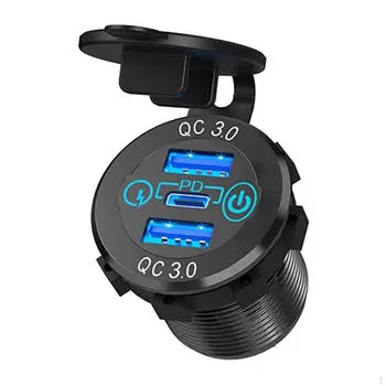 Автомобильное зарядное гнездо Dual USB QC3.0 быстрая зарядка для 12 В мотоцикла, лодки, грузовика