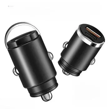 Автомобильное зарядное устройство 100 Вт для сверхбыстрой зарядки с двумя устройствами и скрытым вытяжным кольцом 100W+Type-c22.5W