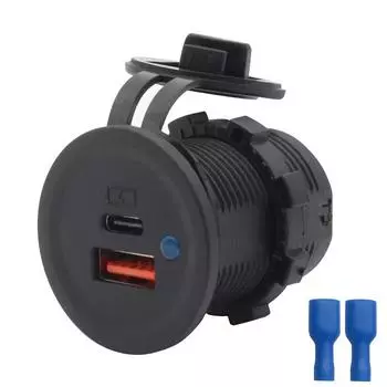 - Автомобильное зарядное устройство 10-28 В, быстрая зарядка, разъем USB PD Type C+QC 3.0 (Нет провода)