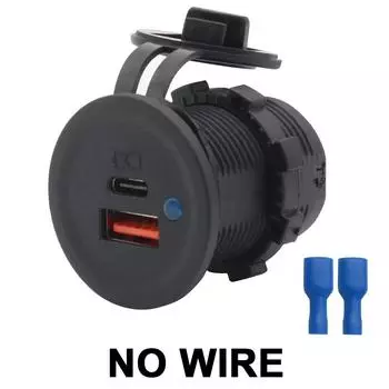 - Автомобильное зарядное устройство 10-28 В, быстрая зарядка, разъем USB PD Type C+QC 3.0 (Нет провода)