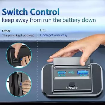 Автомобильное зарядное устройство 12/24 В Qc3.0 Pd Socket Быстрая зарядка Dual USB с адаптером-переключателем для аксессуаров для грузовиков и кемперов