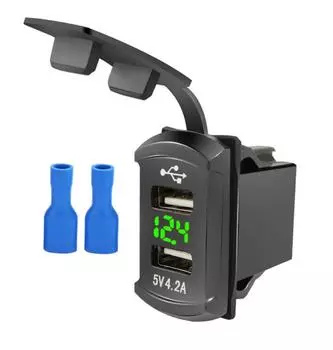 Автомобильное зарядное устройство 12/24 В с двумя USB-портами, дисплей напряжения 4,2 А, водонепроницаемые порты, автомобильное зарядное устройство для телефона, адаптер для быстрой зарядки мобильного телефона
