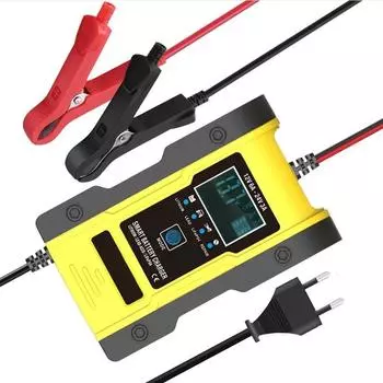 Автомобильное зарядное устройство 12 В 24 В 12 В 6 А Устройство для обслуживания зарядного устройства 7-ступенчатая зарядка аккумулятора автомобиля мотоцикла EU plug &220V жёлтый
