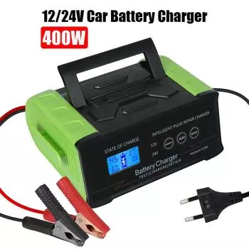 Автомобильное зарядное устройство 12 В-24 В EU Plug Smart Battery Charger 400 Вт для автомобиля грузовика лодки мотоцикла Trickle Smart Pulse Repair