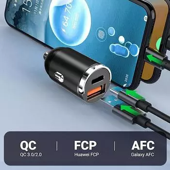 Автомобильное зарядное устройство 200 Вт с двумя портами PD QC3.0, быстрая зарядка, автомобильное зарядное устройство для iPhone, Samsung, Xiaomi, быстрая зарядка 3.0, зарядное устройство типа C в автомобиле