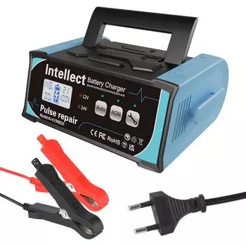 Автомобильное зарядное устройство, 200 Вт, вилка европейского стандарта, США, полностью автоматическое, 12 В/24 В, импульсный ремонт для внедорожников, грузовиков, лодок, мотоциклов, высокая мощность, для свинцово-кислотных аккумуляторов, ЖК-дисплей US Pl