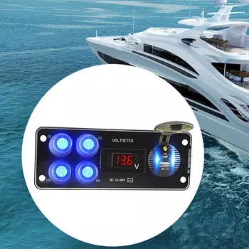 Автомобильное зарядное устройство 36 Вт, водонепроницаемая 4-клавишная панель переключателей для лодок-прицепов-кемперов Red Light