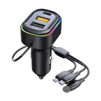 Автомобильное зарядное устройство 3 в 1 Plug And Play \PD36W Быстрая зарядка Двойной USB Type-C Автомобильное зарядное устройство Адаптер Автомобильные принадлежности для Авто чёрный