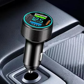 Автомобильное зарядное устройство, 4 порта, автомобильный USB-адаптер типа C, 66 Вт, быстрая зарядка, автомобильное зарядное устройство для телефона, автомобильный адаптер для подключения к розетке серый