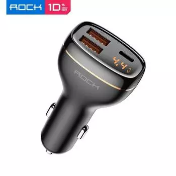 Автомобильное зарядное устройство 60 Вт Quick Charge 4.0 3.0 ROCK USB-зарядное устройство для телефона Huawei SCP QC4.0 QC3.0 Type C PD Быстрая зарядка в автомобиле чёрный