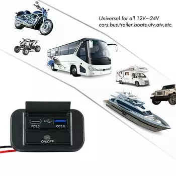 Автомобильное зарядное устройство ABS Черный DC 12В-24В QC3.0+PD3.0 USB-C