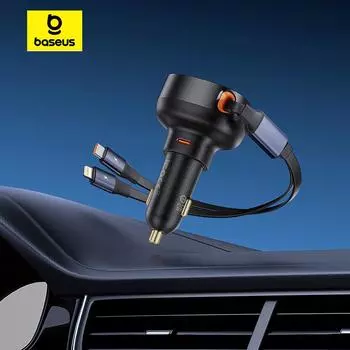 Автомобильное зарядное устройство Baseus Enjoyment Pro C+выдвижной кабель C и IP, 60 Вт