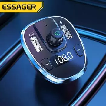 Автомобильное зарядное устройство Беспроводной Bluetooth FM-передатчик Громкая связь Радиоприемник Музыкальный MP3-стереоадаптер Зарядное устройство с двумя портами USB чёрный