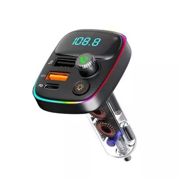 Автомобильное зарядное устройство Bluetooth 5.3 FM-передатчик Hands-free Call MP3-плеер 36 Вт PD QC3.0 адаптер для быстрой зарядки с разноцветными огнями