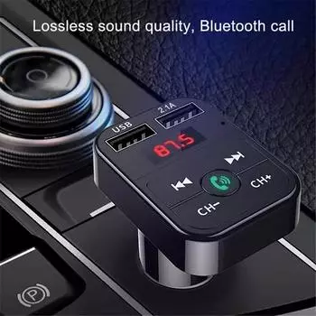 Автомобильное зарядное устройство Bluetooth с функцией быстрой зарядки, адаптер для прикуривателя, два порта USB, быстрая зарядка, автомобильные аксессуары Handfree чёрный