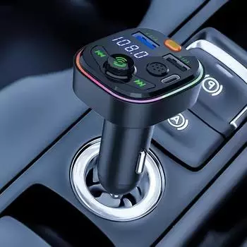 Автомобильное зарядное устройство, быстрая зарядка, беспроводной 5.0, автомобильный MP3-плеер, FM-передатчик, тип C PD 18 Вт, 3,1 А, двойной USB-комплект, FM-модулятор