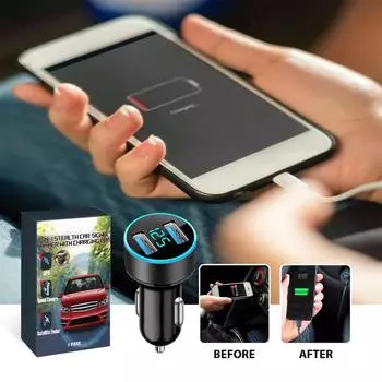 Автомобильное зарядное устройство, быстрое зарядное устройство, светодиодный адаптер, многофункциональное зарядное устройство с дисплеем напряжения для камеры сотового телефона CHINA