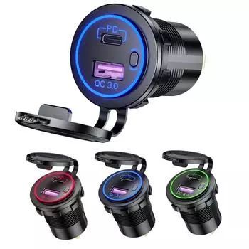 60 Вт быстрое зарядное автомобильное зарядное устройство Qc3.0 Usb+pd Type C порт прикуриватель гнездо вольтметр автомобильный адаптер питания для 12 В/24 В транспортного средства no wire синий