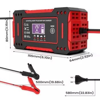 Автомобильное зарядное устройство для аккумулятора 12 В 24 В, импульсный ремонт ЖК-дисплея, умная быстрая зарядка AGM, глубокое циклическое гель-свинцово-кислотное зарядное устройство для авто-мотоцикла