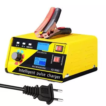 Автомобильное зарядное устройство для быстрой зарядки 260 Вт, пятиэтапный ремонт, большая мощность, 12–24 В, 20 А, зарядные устройства для грузовых аккумуляторов с импульсным ремонтом Eu Plug