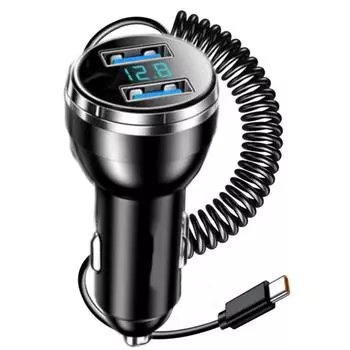 Автомобильное зарядное устройство для быстрой зарядки сотового телефона USB Type C Мобильная быстрая зарядка Зарядка для iPhone Зарядное устройство чёрный