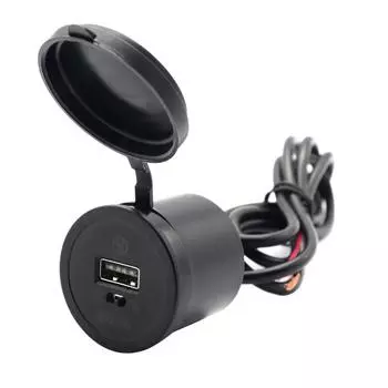 Автомобильное зарядное устройство для мотоцикла, модифицированное автомобильное USB-зарядное устройство с переключателем, красный, синий, зеленый, 12-24 В, быстрая зарядка, автомобильные аксессуары, адаптер питания чёрный